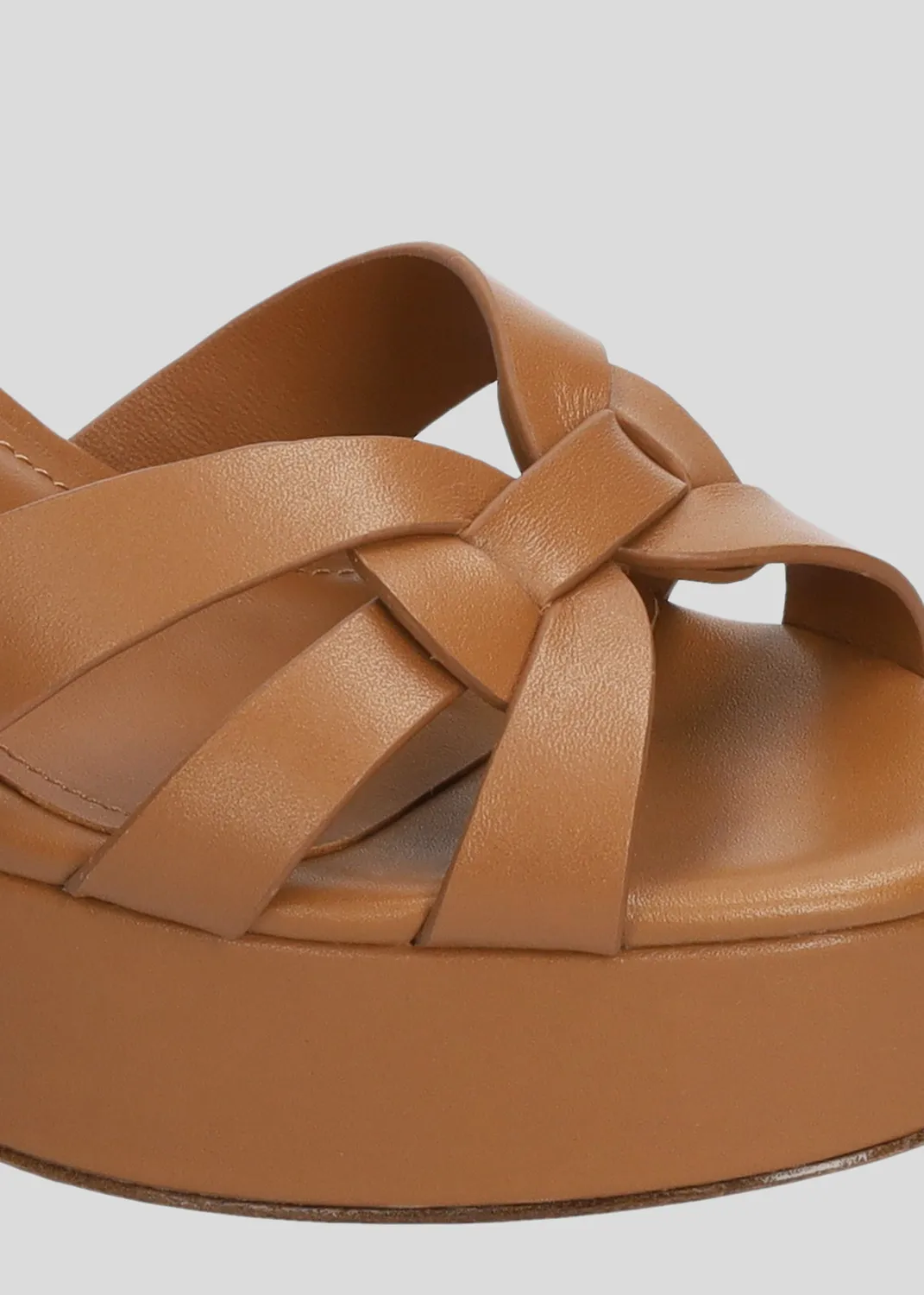 Lola Cruz Aria 95 sandales plateforme camel talon 9,5 cm
