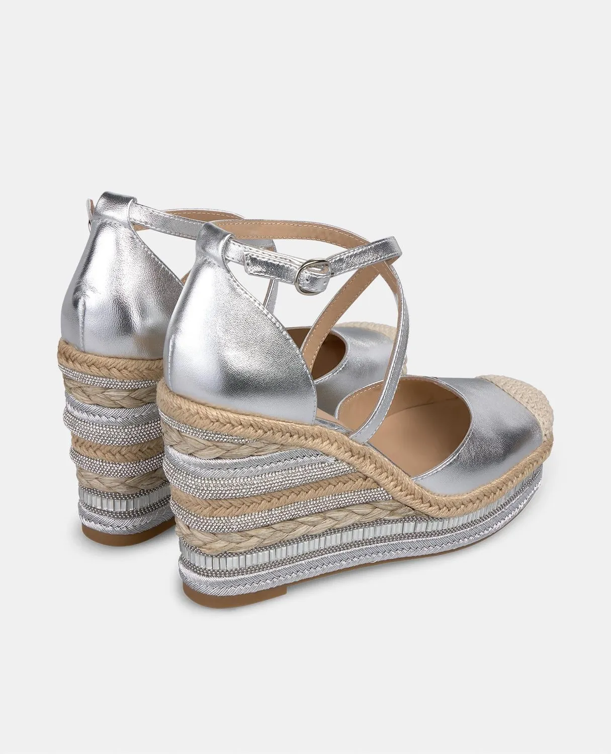 Alma en Pena V251016 compensées argenté cuir talon 9,8 cm