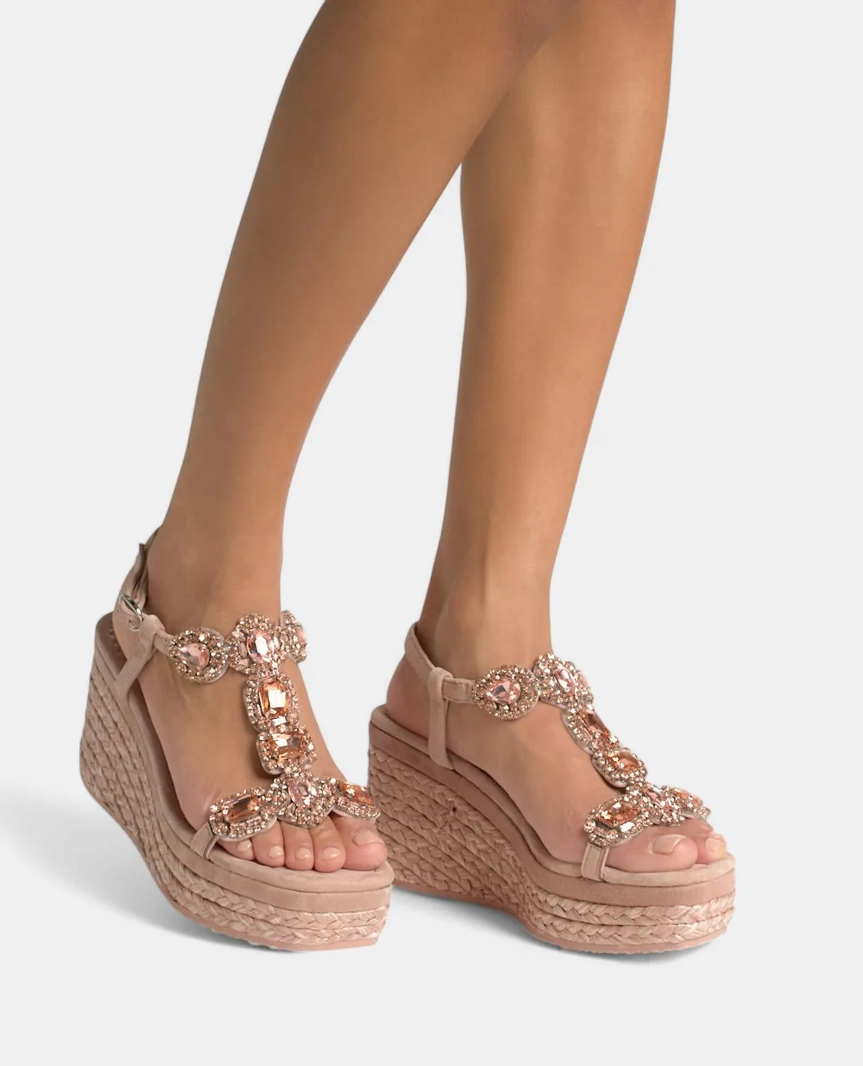 Alma en Pena V251350 Compensées rose poudré strass 7 cm