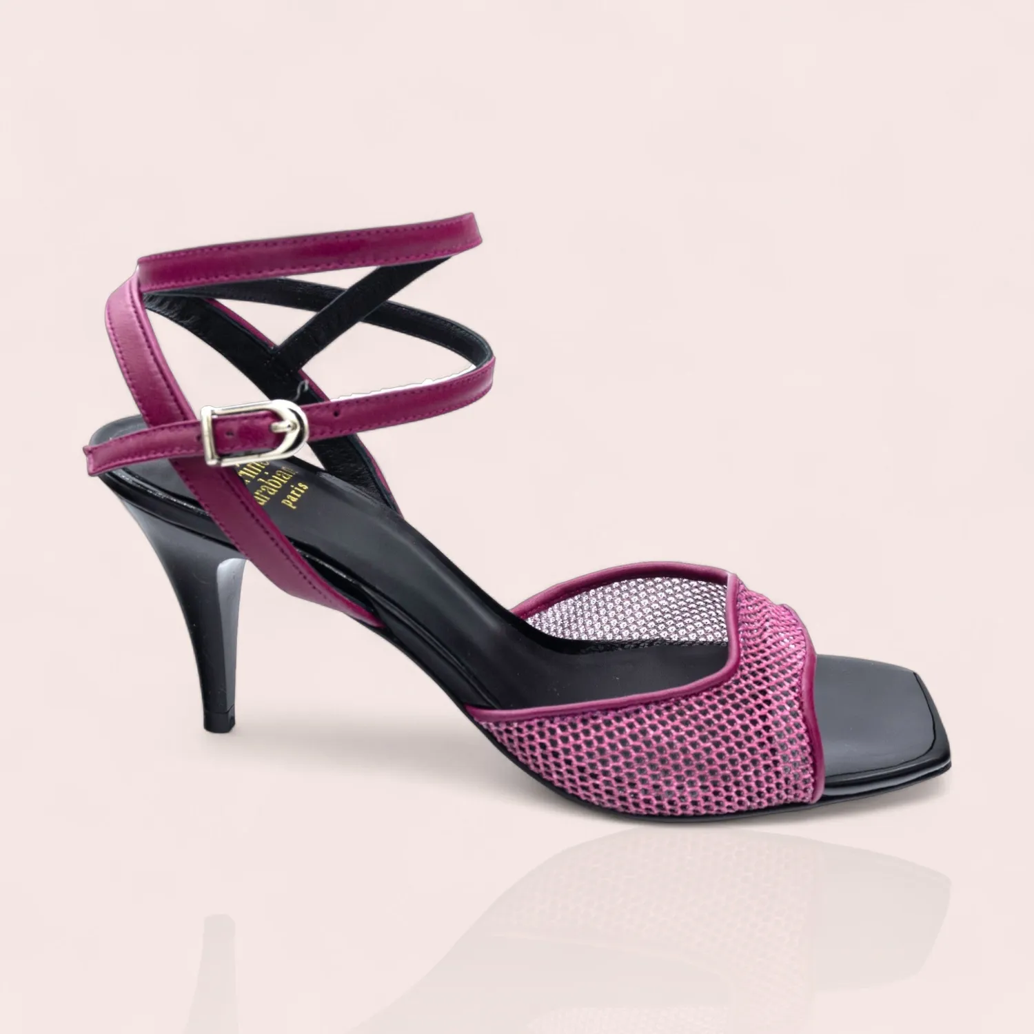 Karine Arabian Milonga sandales cuir talon 70 mm noir