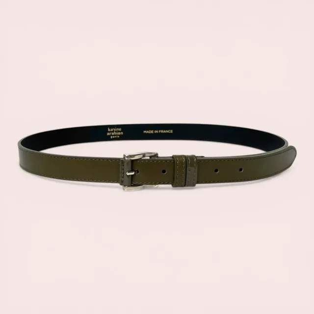 Karine Arabian CADET ceinture kaki cuir lisse 23 mm