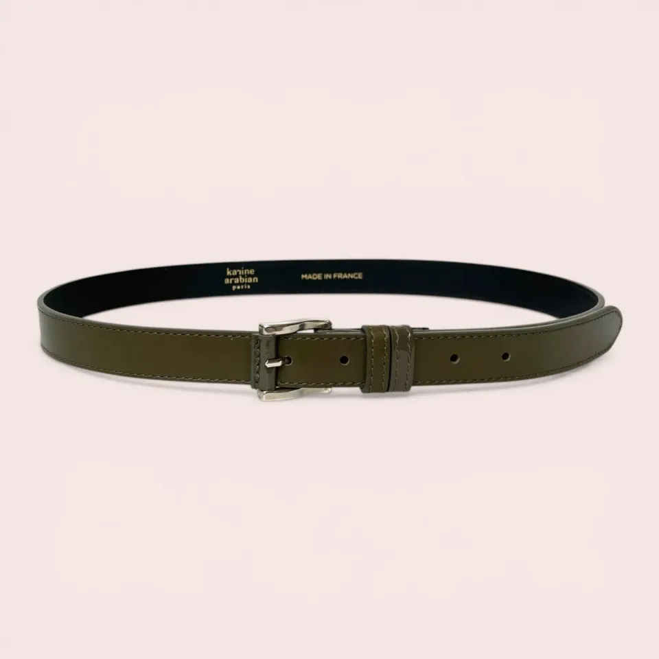 Karine Arabian CADET ceinture kaki cuir lisse 23 mm