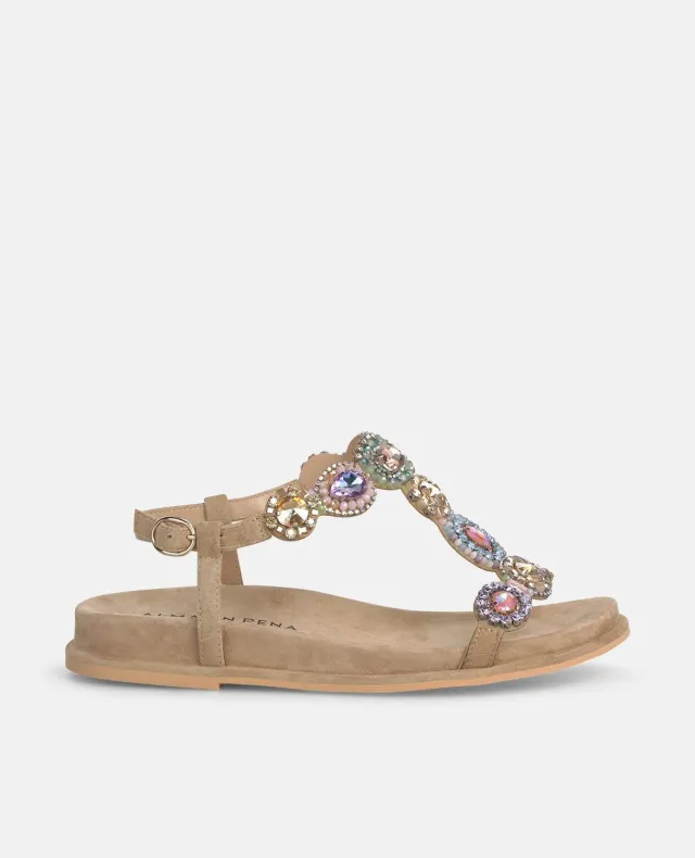 Alma en Pena V267106 sandales plates beige strass