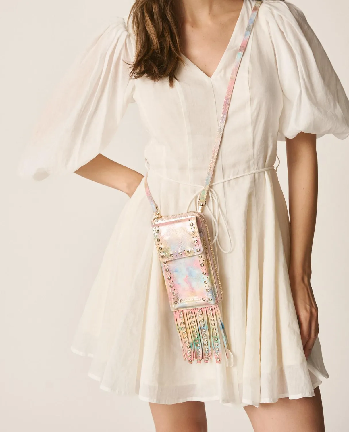 Alma en Pena V26WT016 sac pochette rose clouté