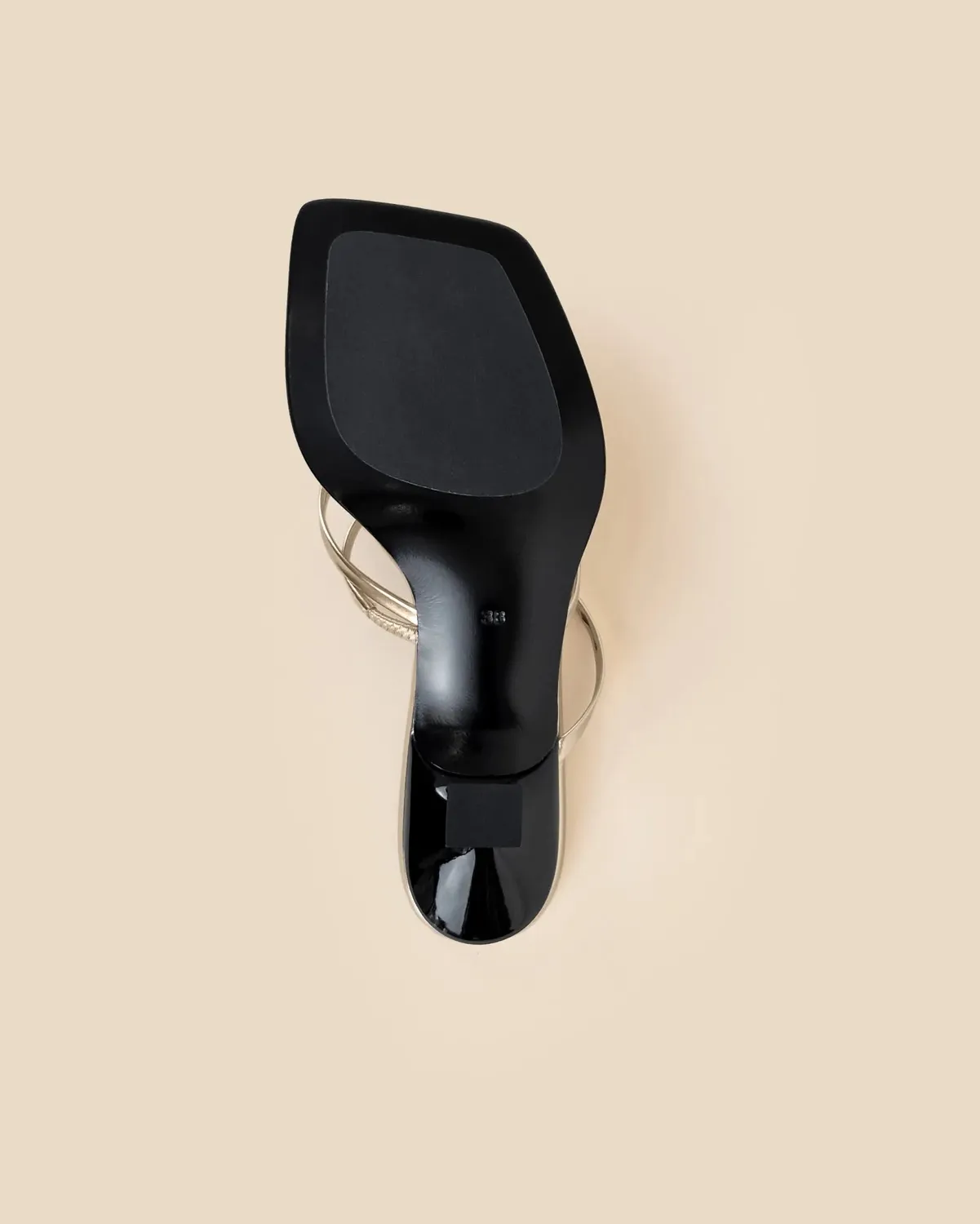 Mi/Mai Misty Gold Mirror mules cuir doré bout carré