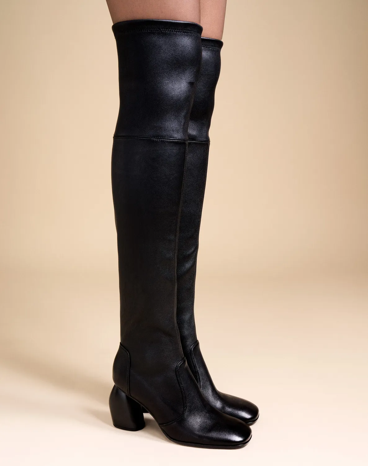 Mi/Mai Gae High Black Lamb cuissardes agneau talon 8cm
