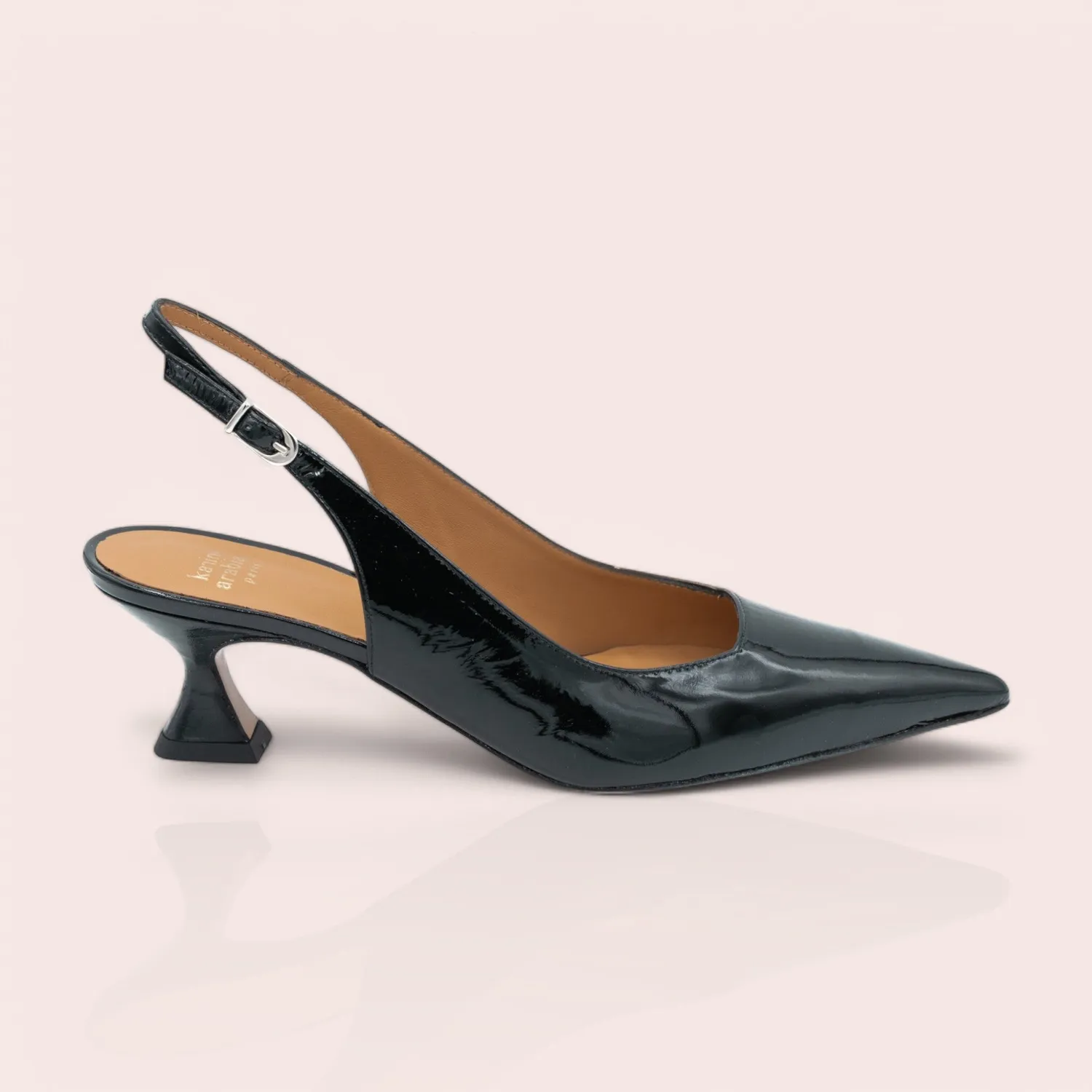 Karine Arabian Sandra slingback escarpins vernis noir 40