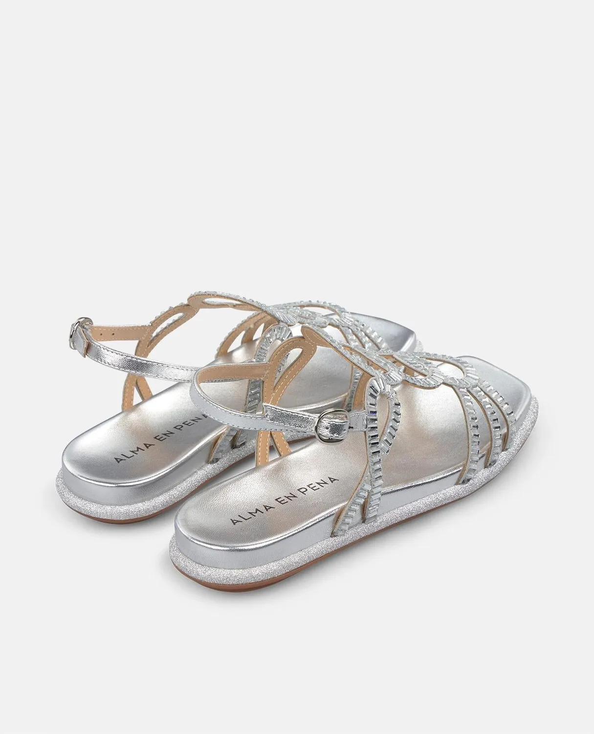 Alma en Pena V251603 sandales plates argent cristal