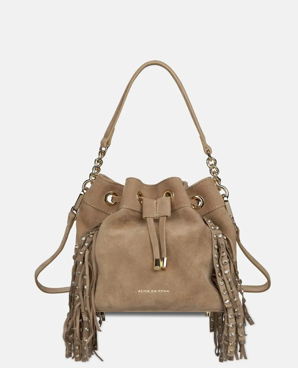 Alma en Pena V26BG065 sac seau cuir sable clouté