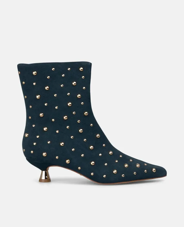 Alma en Pena I260374 bottines daim bleu clous talon 4 cm