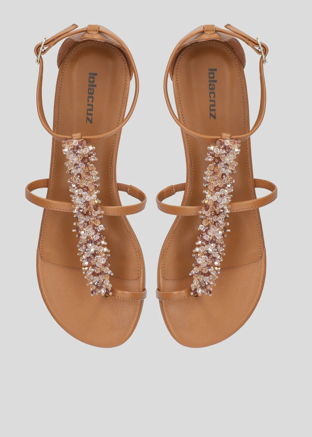 Lola Cruz Martina Flat Sandal Cuir marron