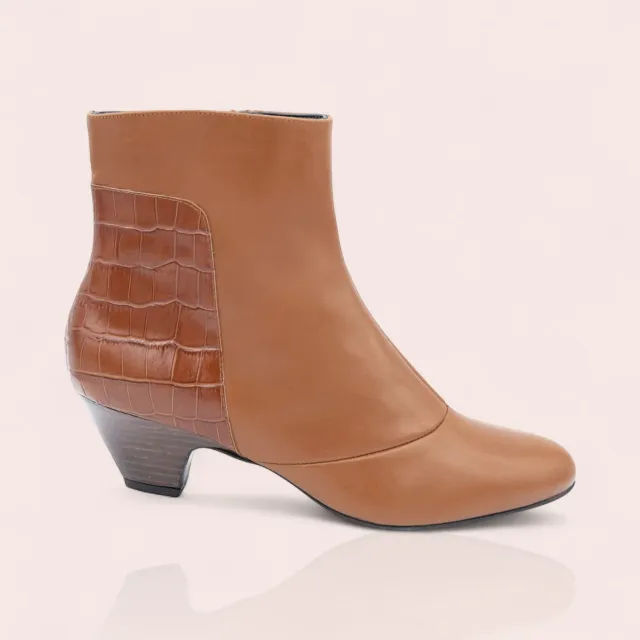 Karine Arabian PURDEY bottines cuir camel talon 50 mm