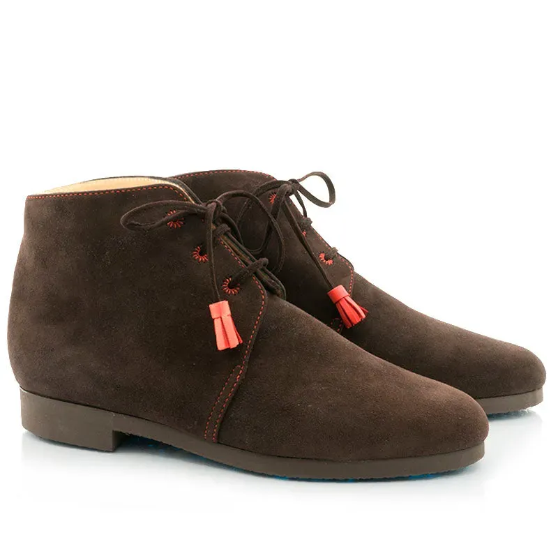 Bégum Paris Ostende bottines chèvre velours marron talon 1 cm