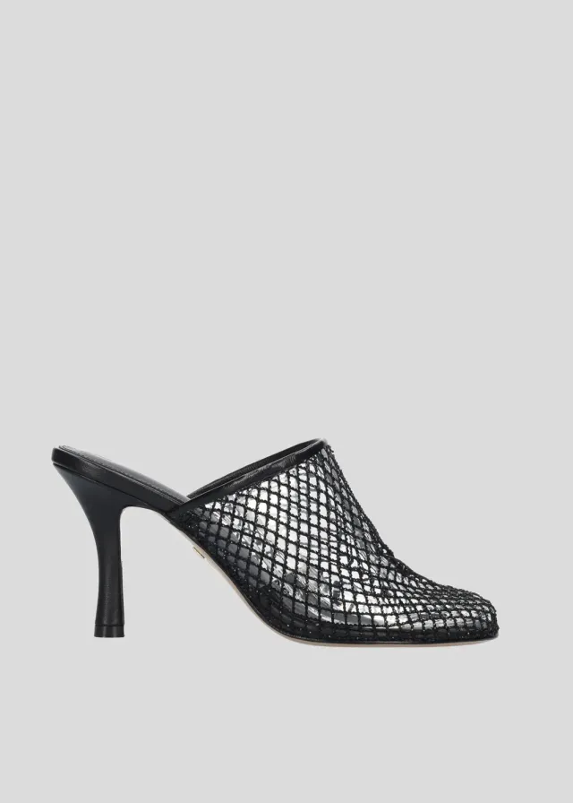 Lola Cruz Ruby Mule 85 mules noires talon 8,5 cm