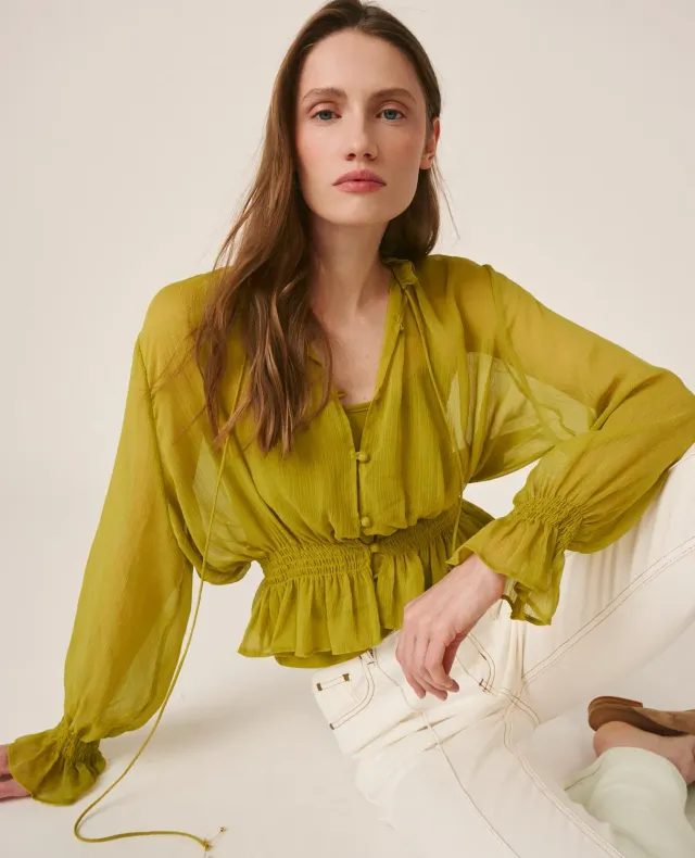 Alma en Pena V26CL0500 blouse verte manches longues