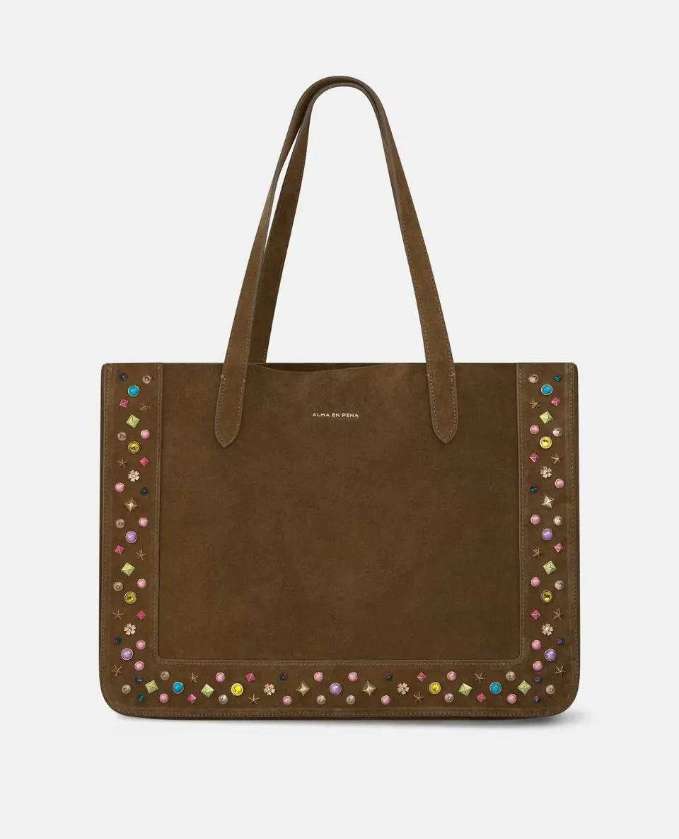 Alma en Pena V26BG056 shopper camel cuir clouté