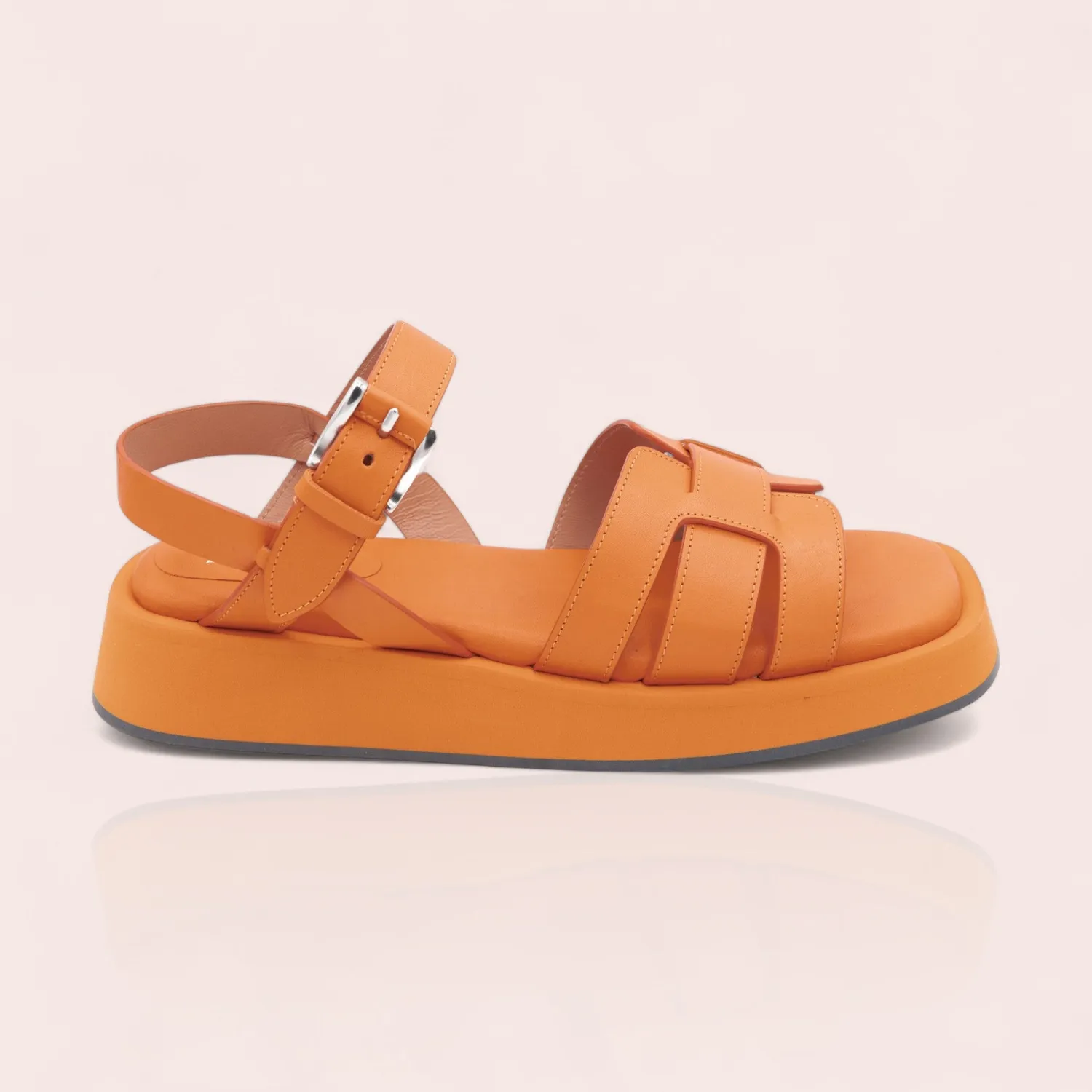 Karine Arabian CHARLIE sandale cuir camel 38 compensée 30mm