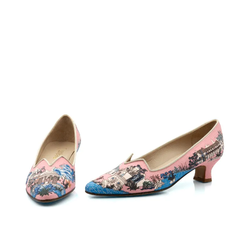 Bégum Paris Marquise Trianon escarpin toile bleue 40 mm