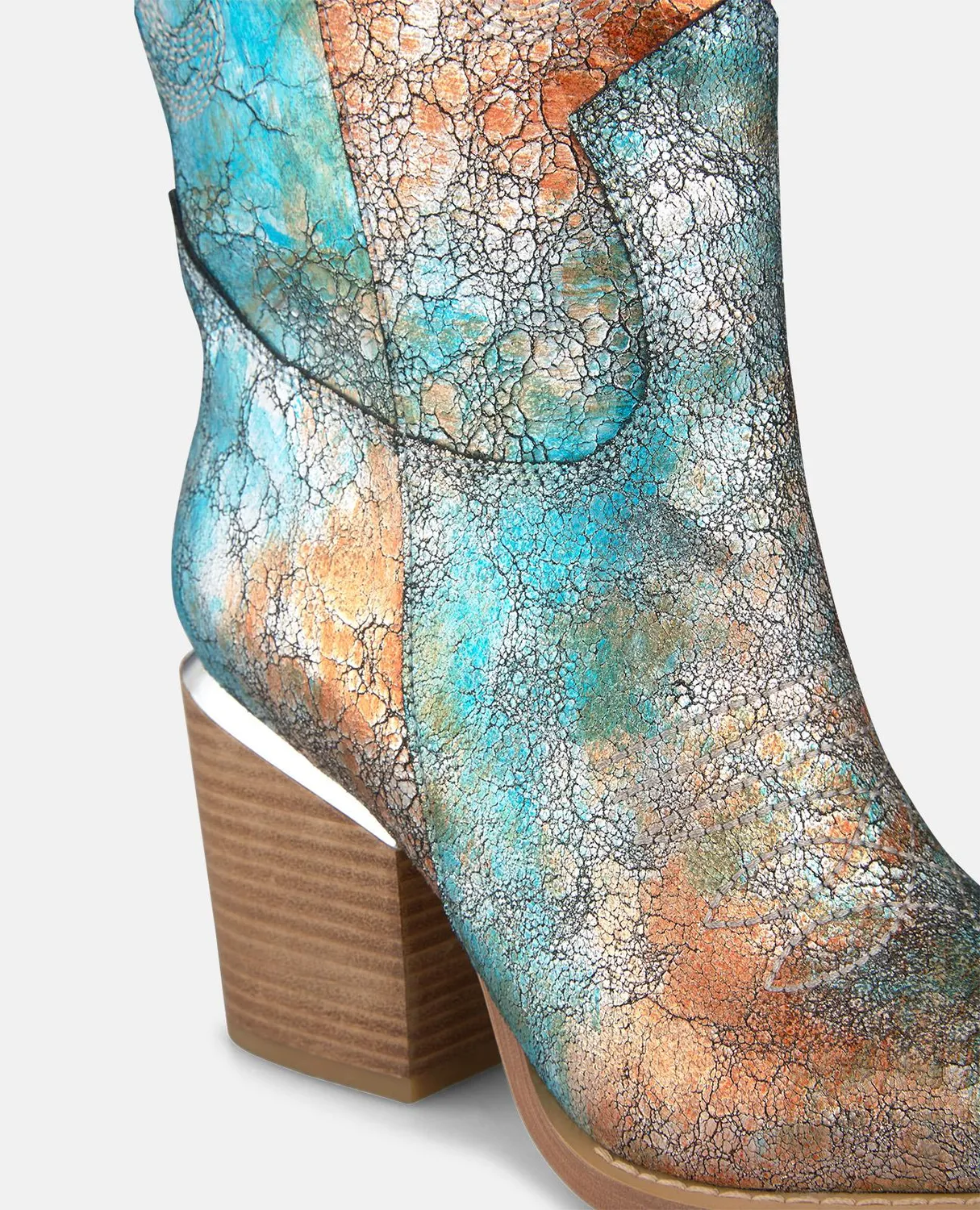 Alma en Pena V260108 bottes camperas cuir turquoise talon 7,5 cm