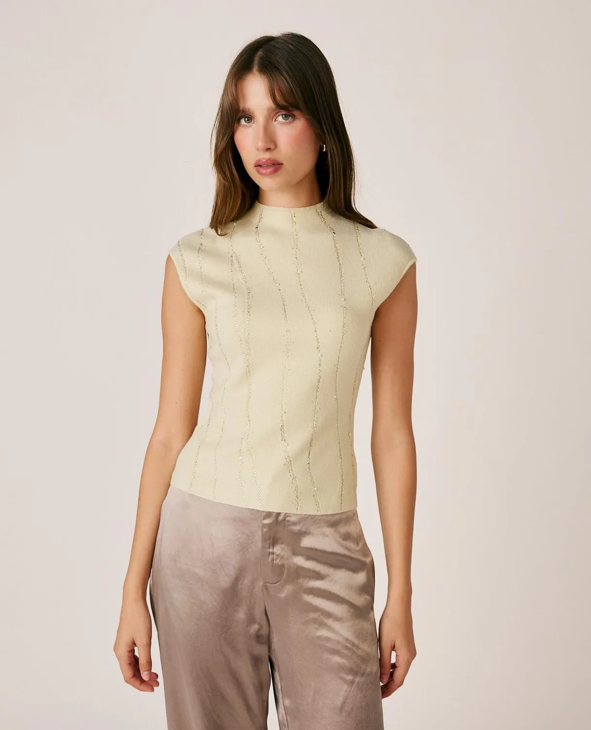 Alma en Pena I26CL0616 top maille blanc broderie brillante