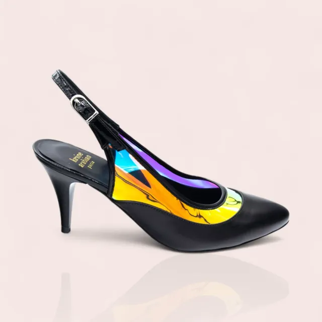 Karine Arabian ZILLY escarpin slingback noir cuir 70mm