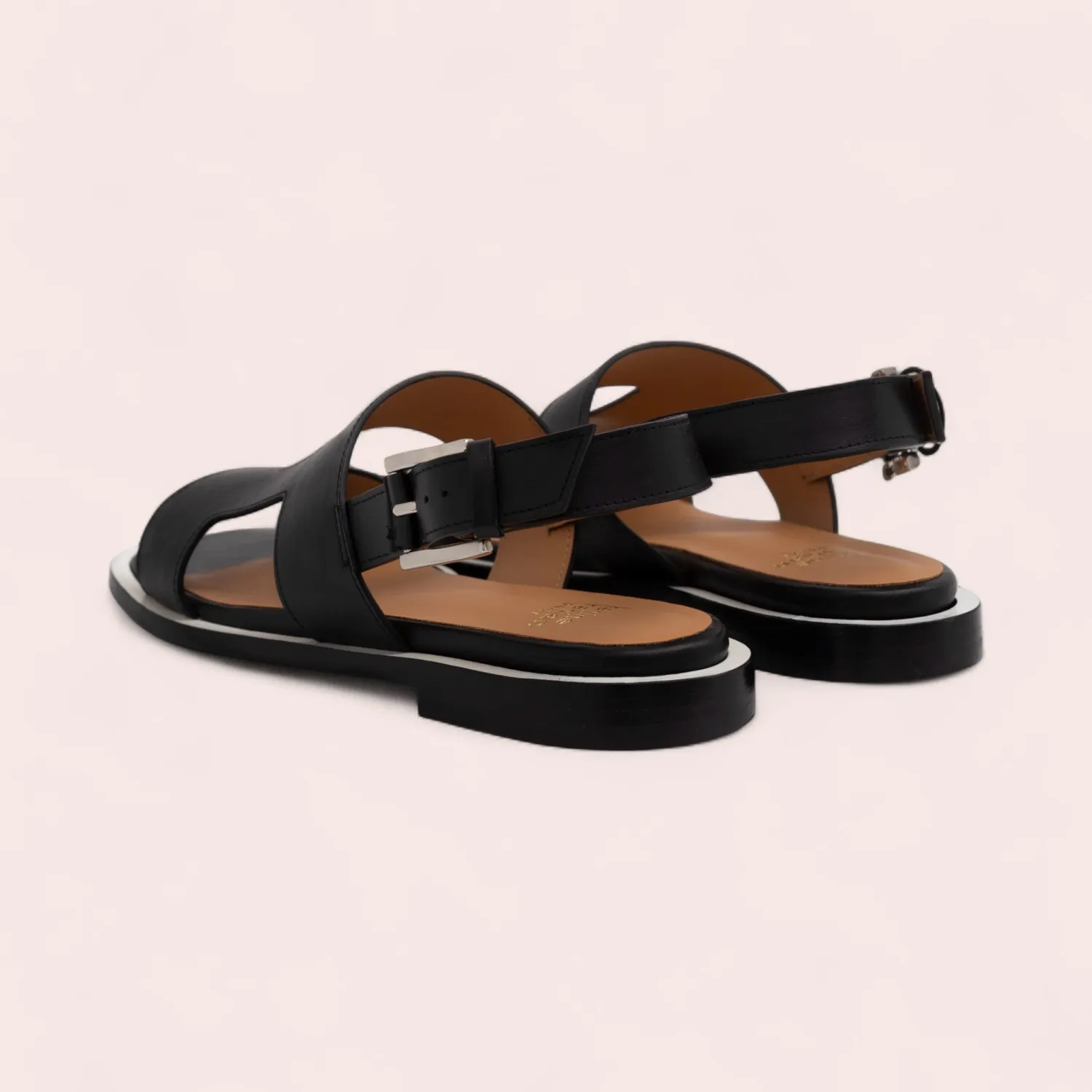 Karine Arabian TEYA sandale plate cuir noir