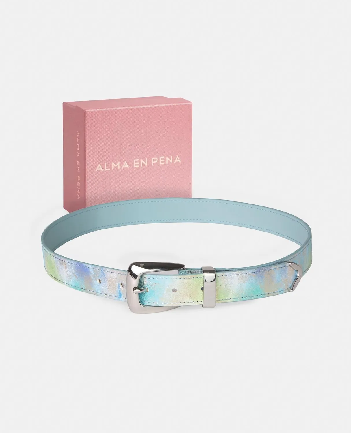 Alma en Pena V26CT017 ceinture bleue cuir 3 cm