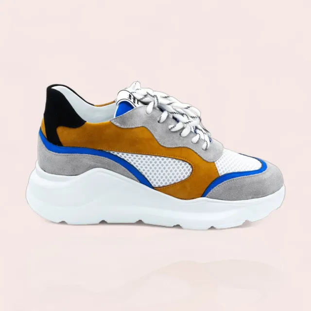 Karine Arabian Manon sneaker cuir camel bleu blanc