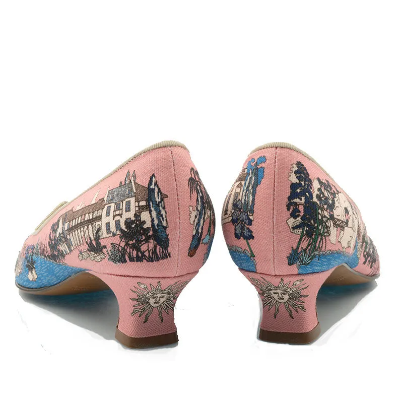 Bégum Paris Marquise Trianon escarpin toile bleue 40 mm