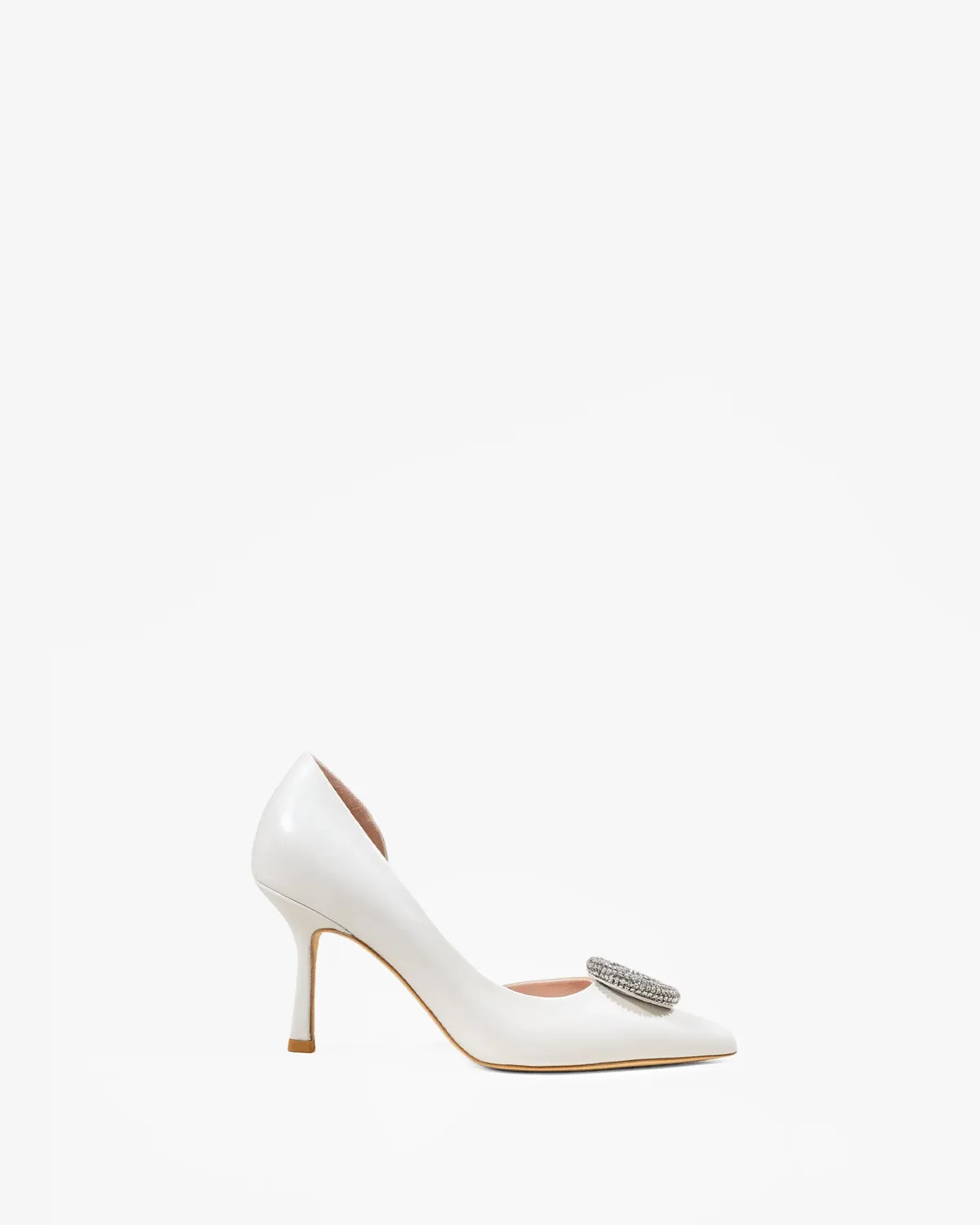 Mi/Mai Coco White escarpins cuir blanc strass talon fin