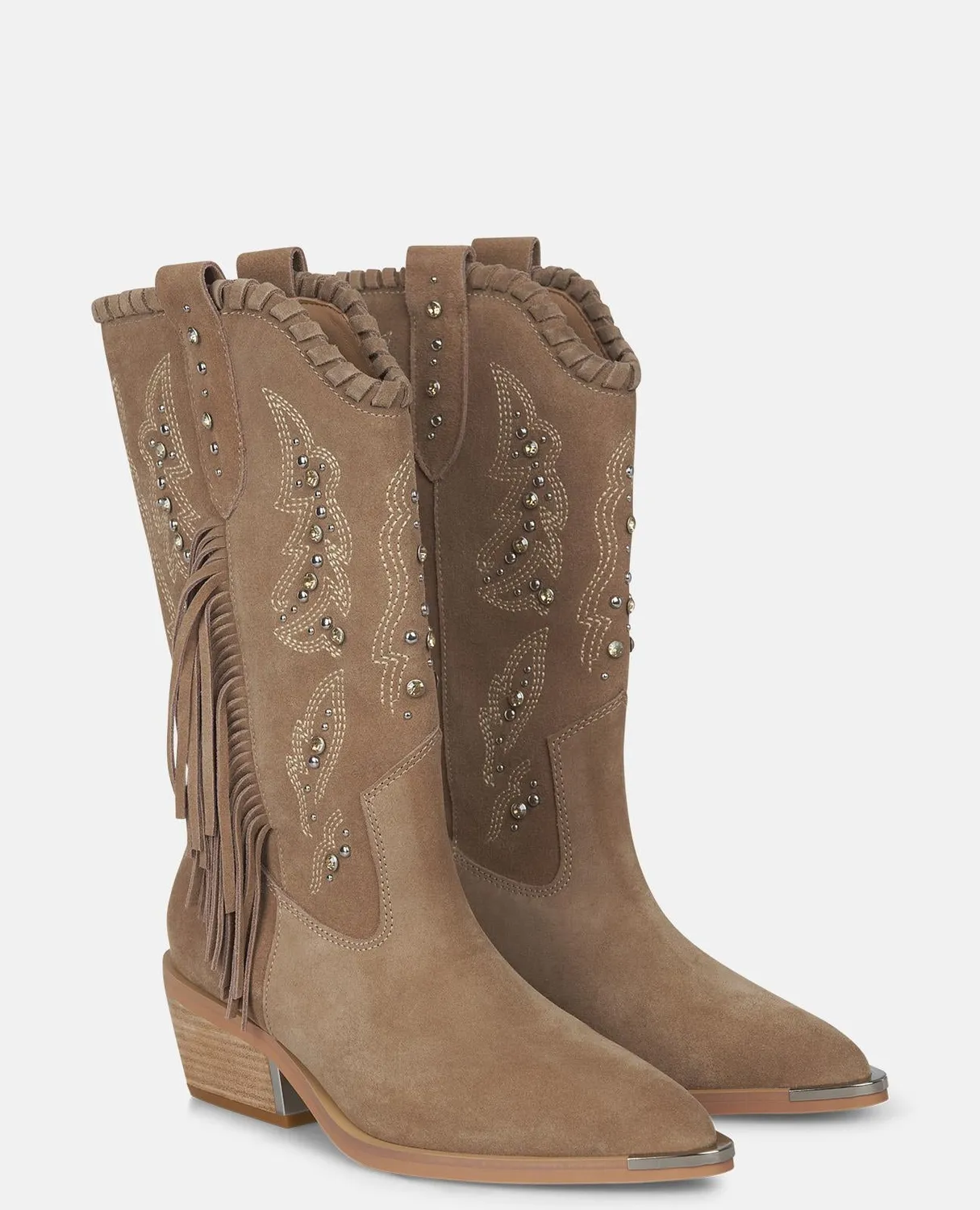 Alma en Pena I250901 bottines plates vison franges