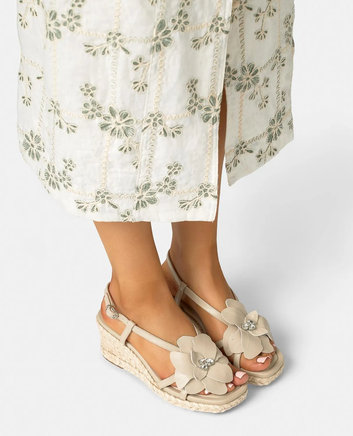 Alma en Pena V266751 sandale compensée cuir blanc 7 cm
