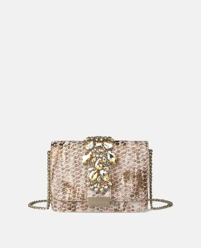 Alma en Pena BG103 pochette cuir beige strass