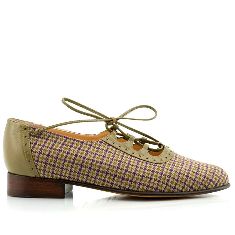 Bégum Paris Loch Ness derbys jaune tweed cuir