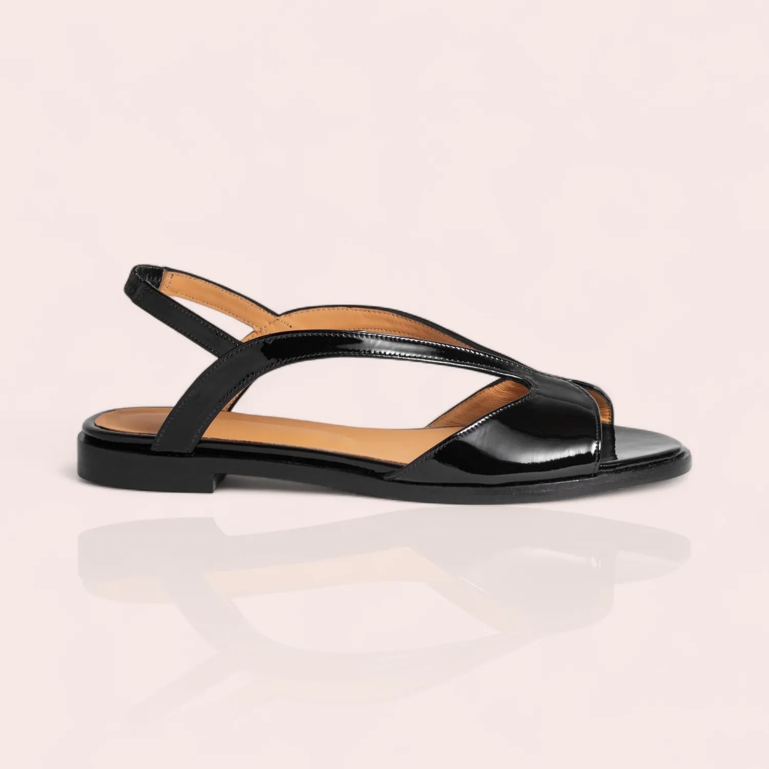 Karine Arabian Yoni sandale plate cuir bleu électrique