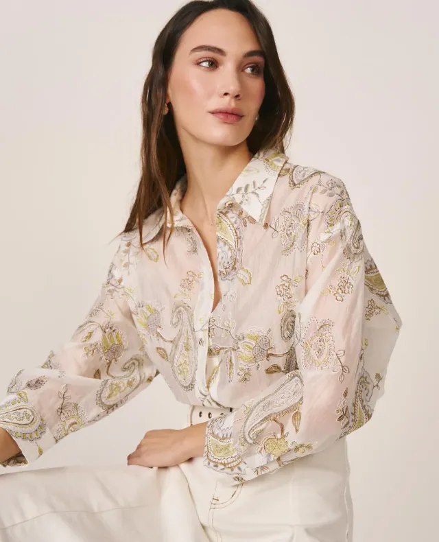 Alma en Pena V26CL0410 chemise blanche brodée Tencel