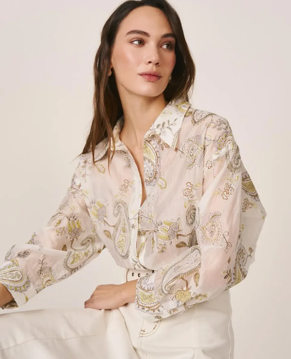 Alma en Pena V26CL0410 chemise blanche brodée Tencel