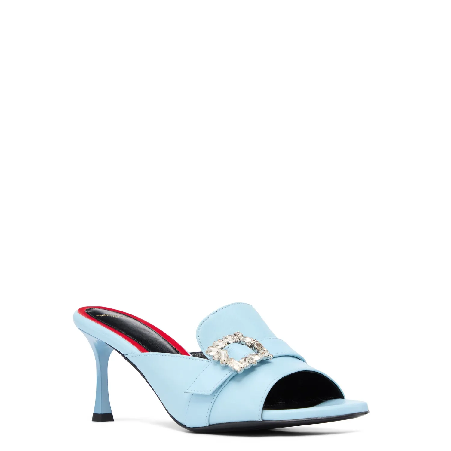 Maison Ernest Capucine 70 mules bleu cuir mat talon 7 cm