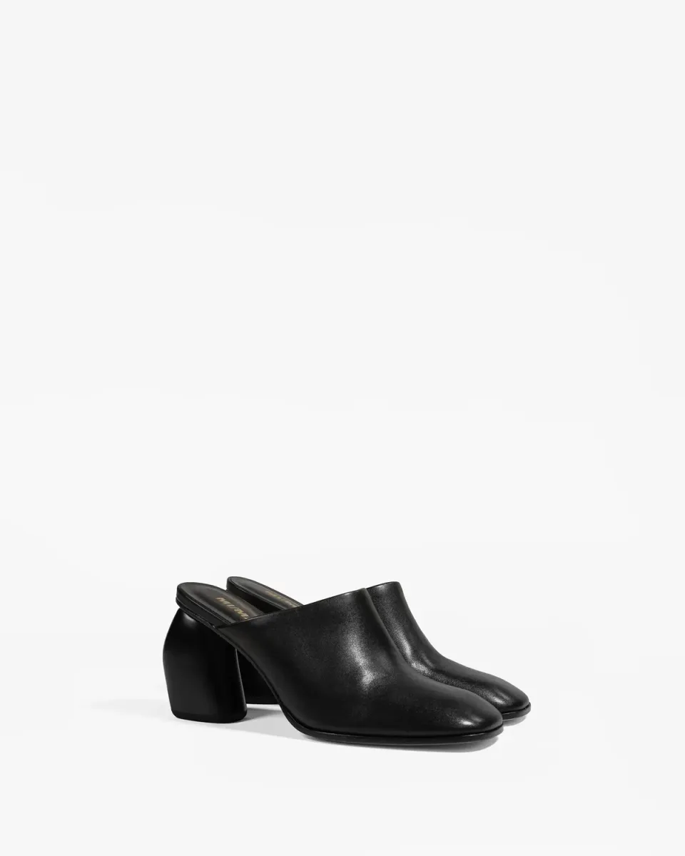 Mi/Mai Junya Black sabots cuir noirs talon 8 cm