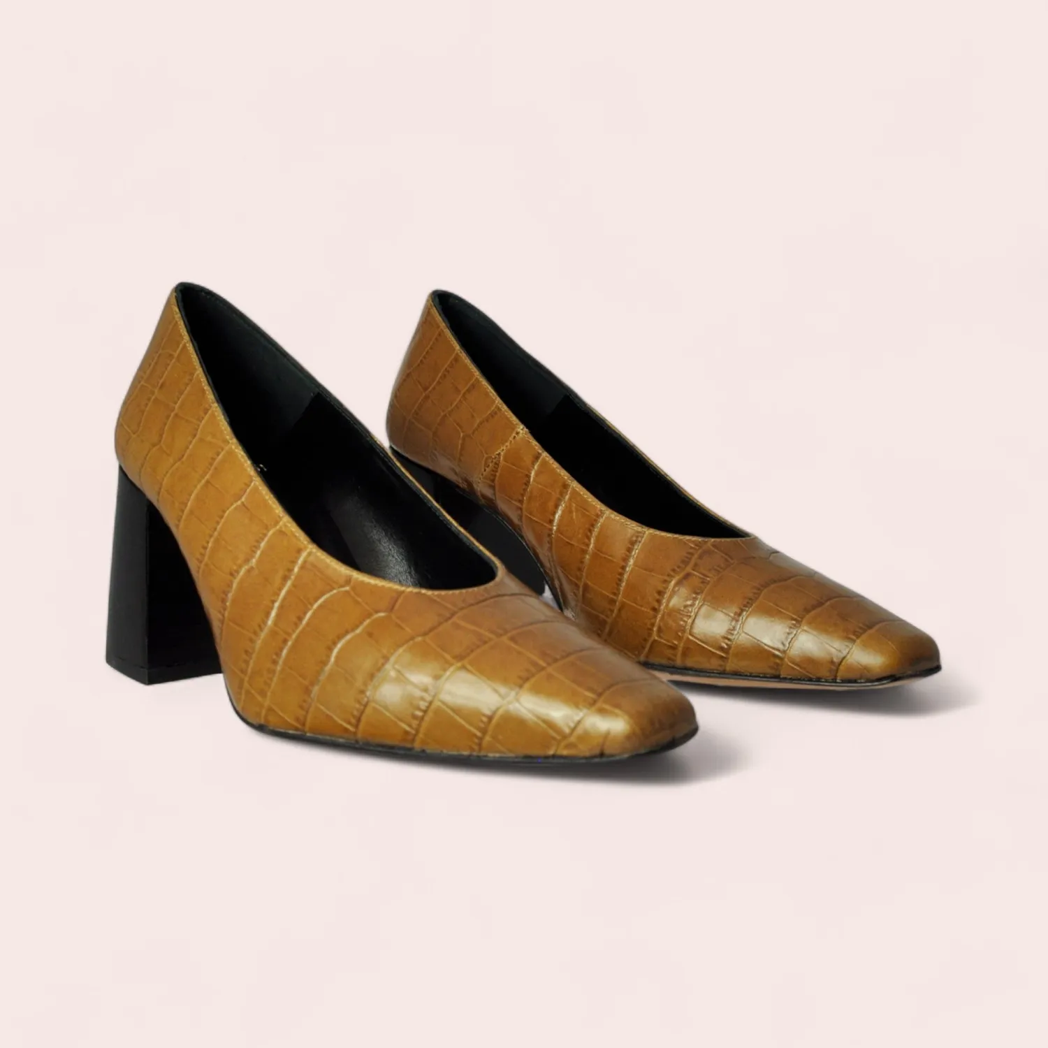 Karine Arabian Castellane escarpins croco marron 38