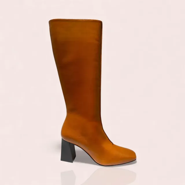 Karine Arabian Danae botte cuir camel talon 70 mm