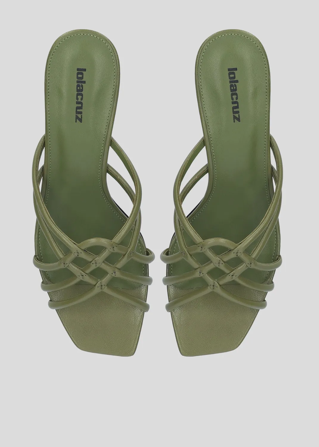 Lola Cruz Bridgette Mule 55 mules kaki talon 5,5 cm