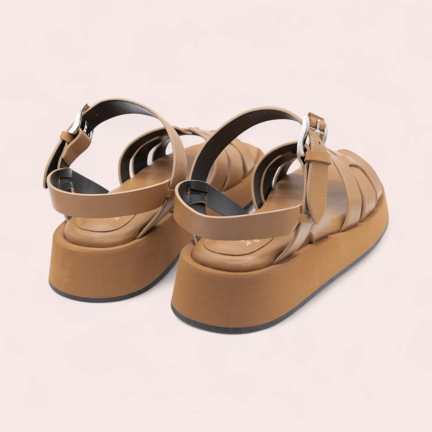 Karine Arabian CHARLIE sandale cuir camel 38 compensée 30mm