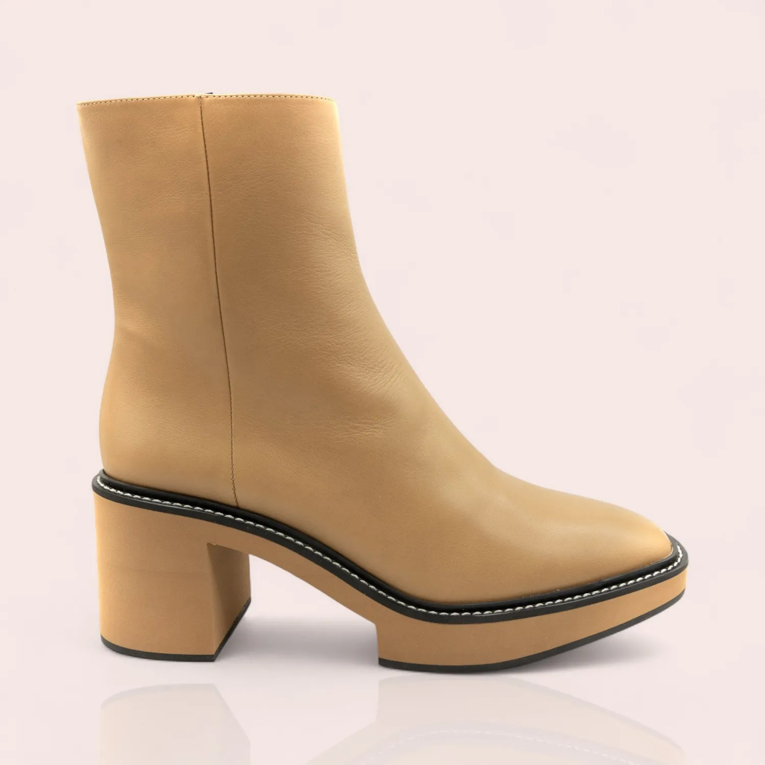 Karine Arabian LYNDON bottine compensee camel cuir 70mm