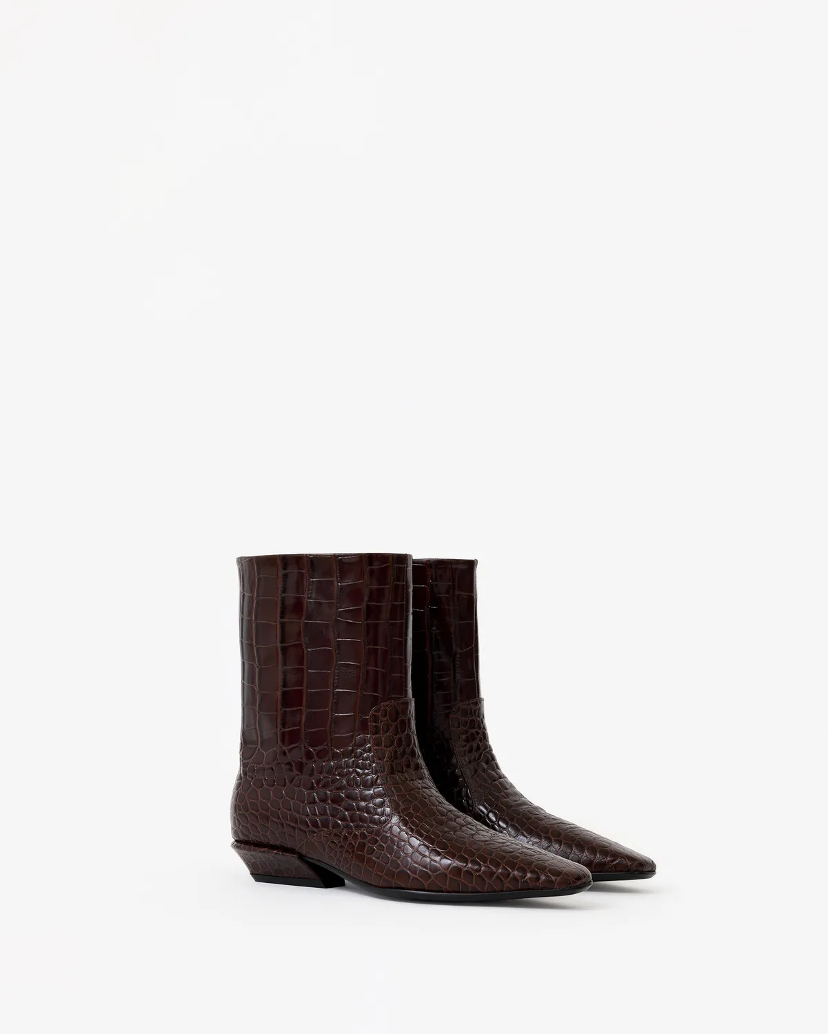 Mi/Mai Tamy Chocolate Croc bottines cuir croco