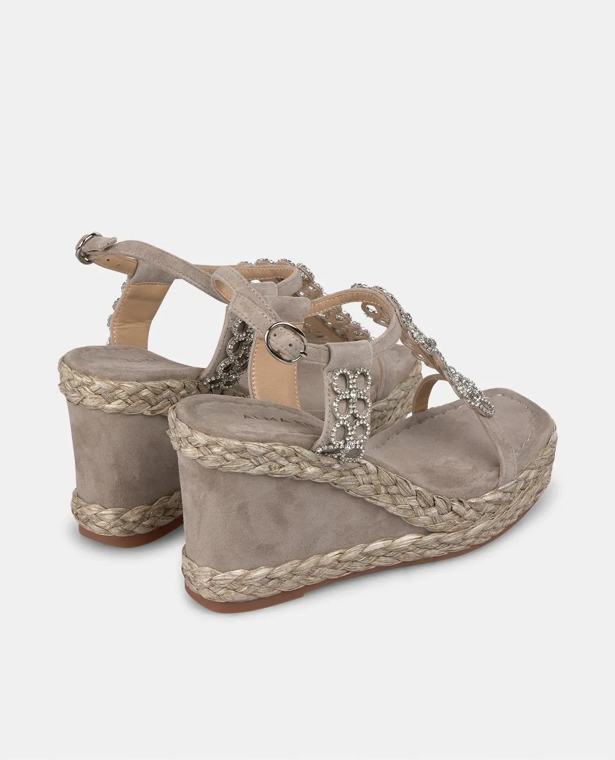 Alma en Pena V2551256 compensées taupe 9,8 cm strass
