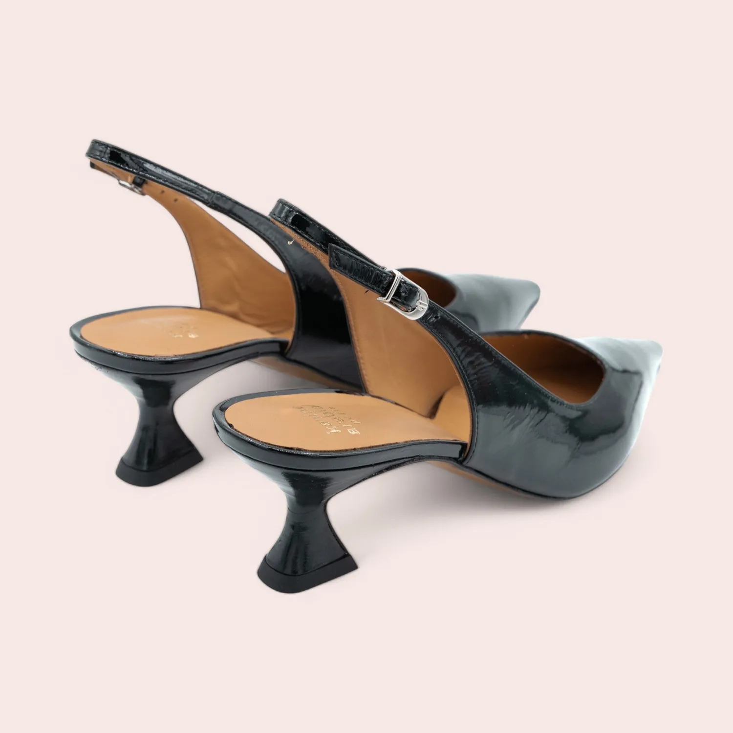 Karine Arabian Sandra slingback escarpins vernis noir 40