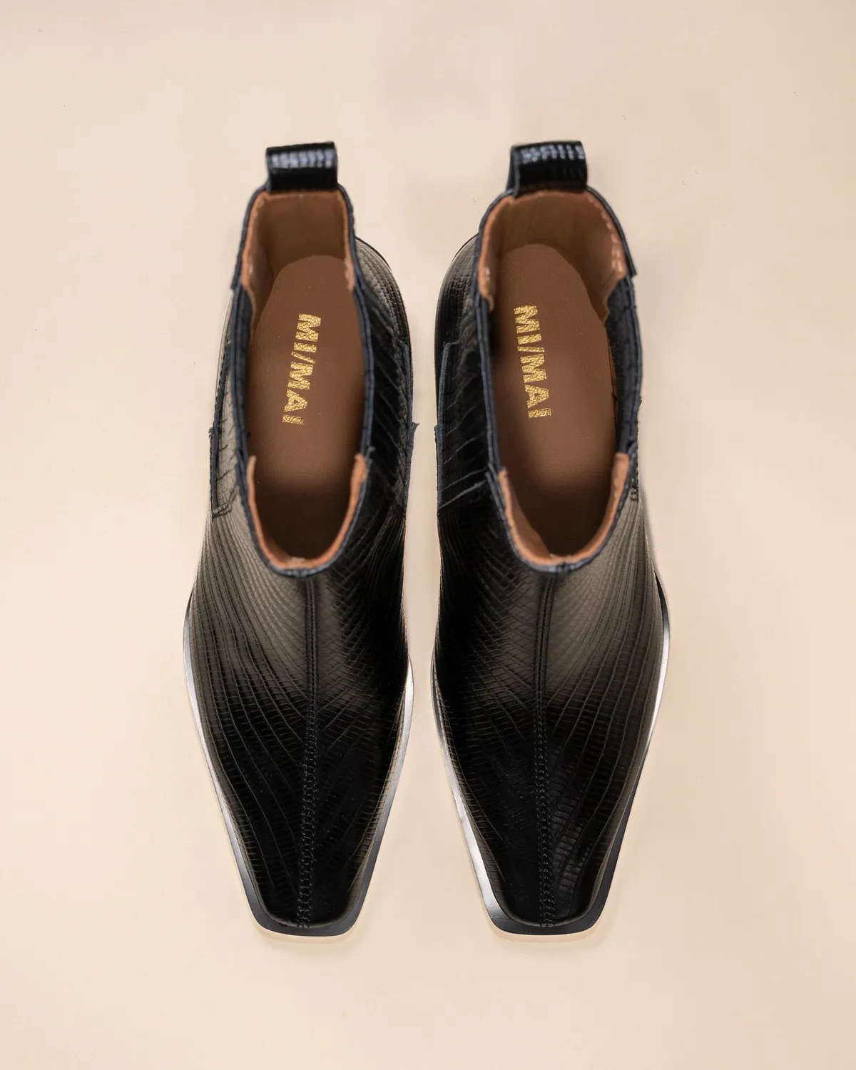 Mi/Mai Jane II Black Lizard bottines chelsea lézard noir