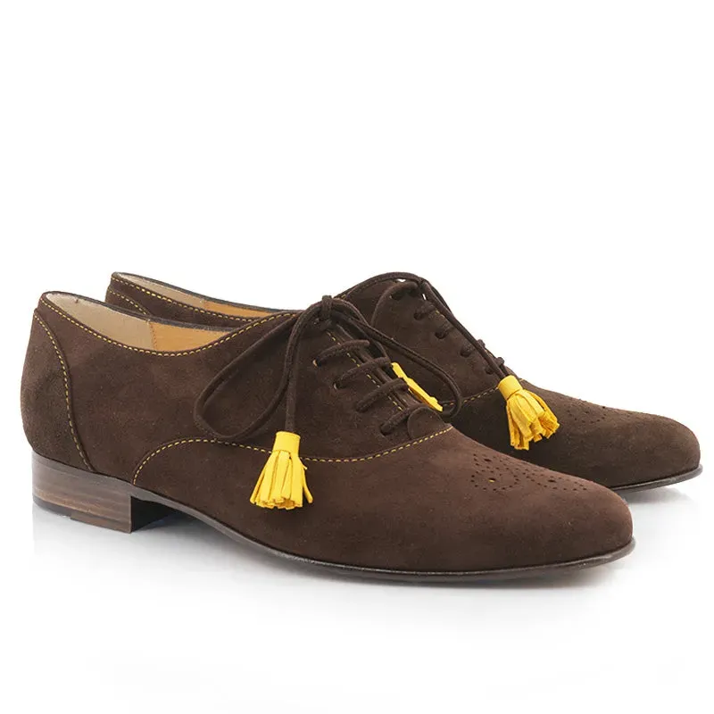 Bégum Paris Emilia derbies cuir cacao bout fleuri talon 2 cm