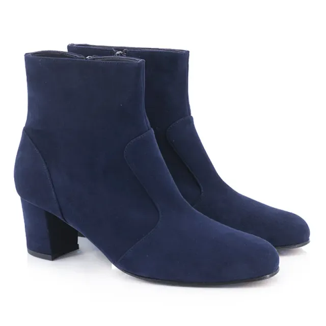 Bégum Paris Sherpa bottines marine chèvre velours talon 5 cm